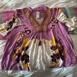 NWT Anthropologie Purple and Yellow Tunic